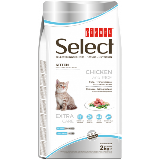 Picart Select Kitten - Ração seca para gatinho - Frango e arroz