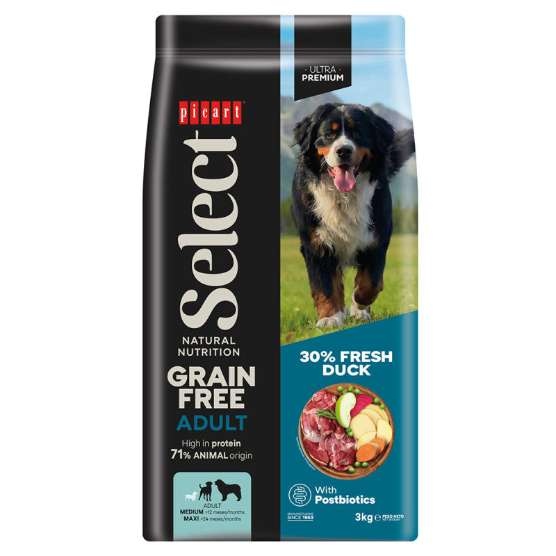 Picart Select Ultra Premium Sem Cereais Cão Adulto - Ração Seca para Cão Adulto - Pato