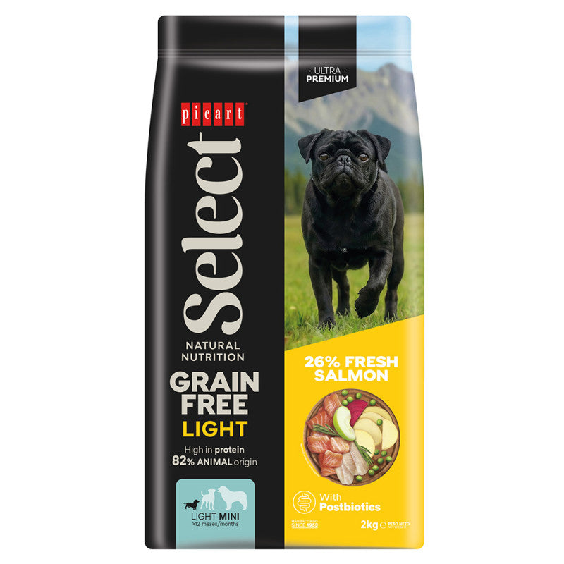 Picart Select Ultra Premium Sem Cereais Cão Mini Light - Ração Seca para Cão Adulto - Salmão