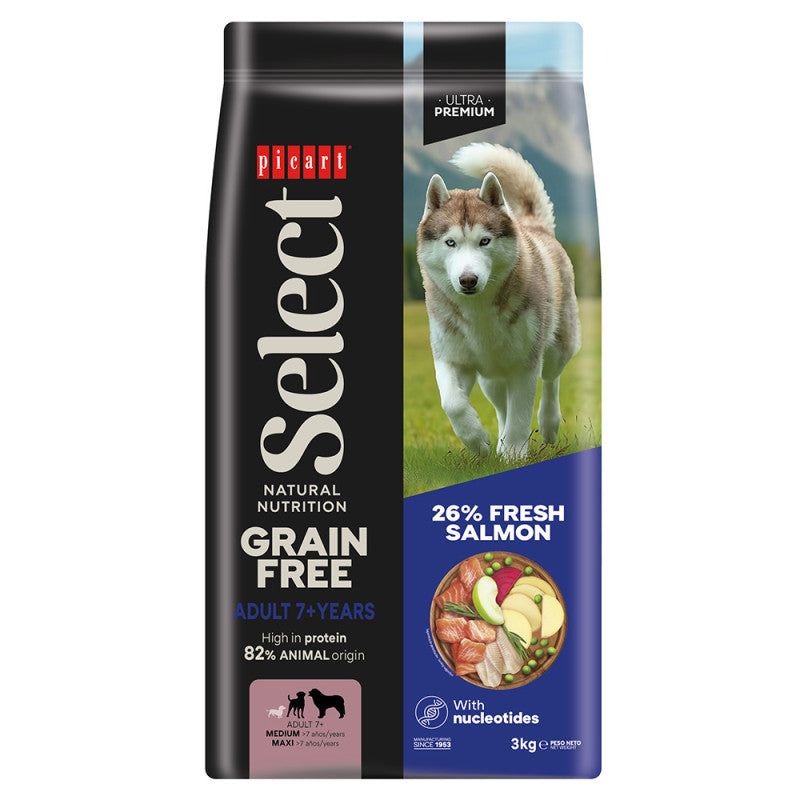 Picart Select Ultra Premium Sem Cereais Cão Sénior 7+ - Ração Seca para Cão Sénior - Salmão