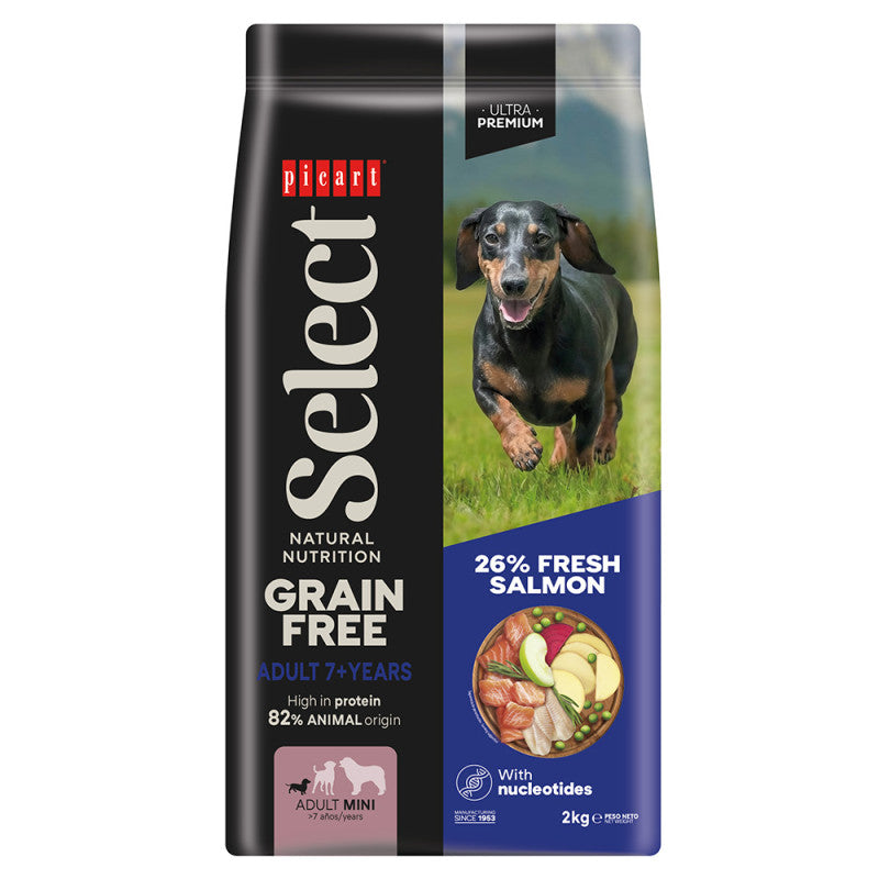 Picart Select Ultra Premium Sem Cereais Cão Sénior Mini 7+ - Ração Seca para Cão Sénior - Salmão