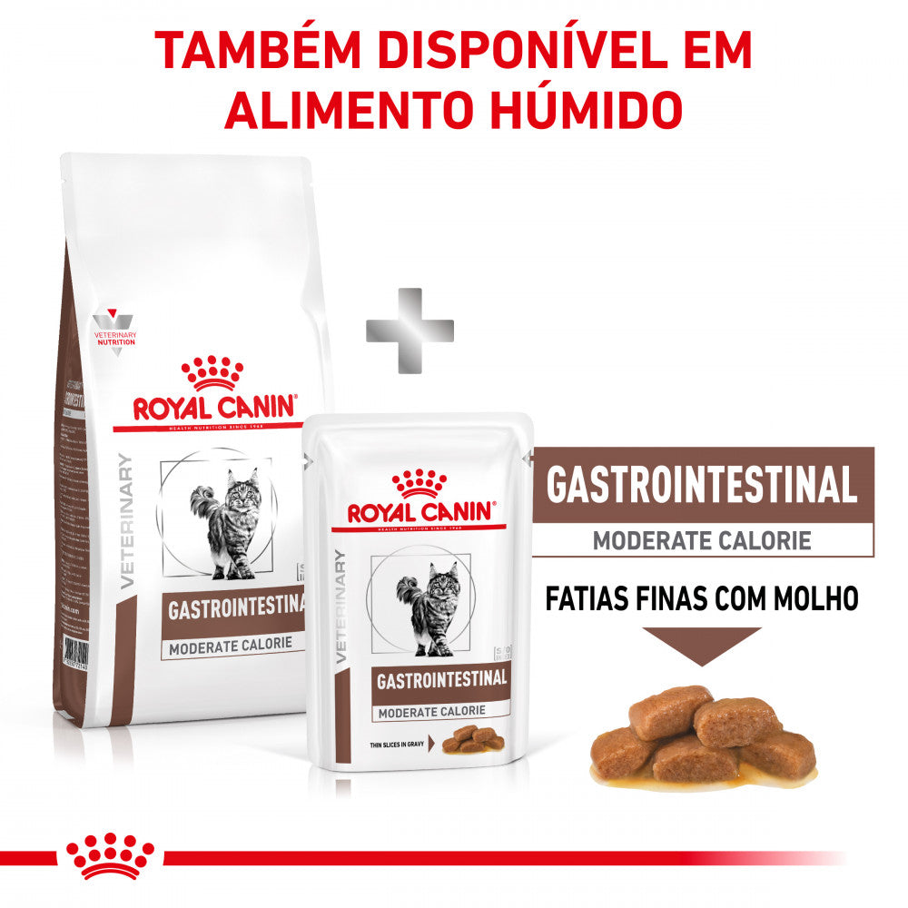 Royal Canin VET Gastrointestinal Moderate Calorie - Ração seca para gato adulto com problemas digestivos