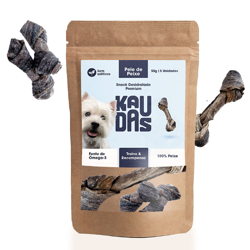 Snacks Naturais de Pele de Peixe para Cães Kaudas - Rico em Ómega-3 e Hipoalergénico